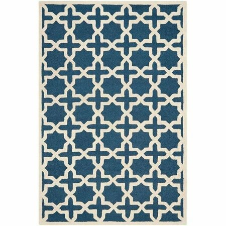 SAFAVIEH Cambridge Hand Tufted Runner RugNavy Blue & Ivory 2 ft.-6 in. x 10 ft. CAM125G-210